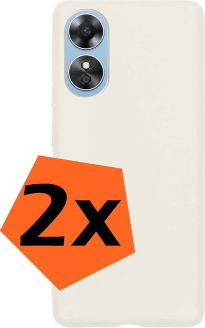 Hoes - 2 Stuks - Geschikt voor OPPO A17 - Sterk & Shockproof - Case Siliconen - Back Cover - Telefoon Hoes - Wit