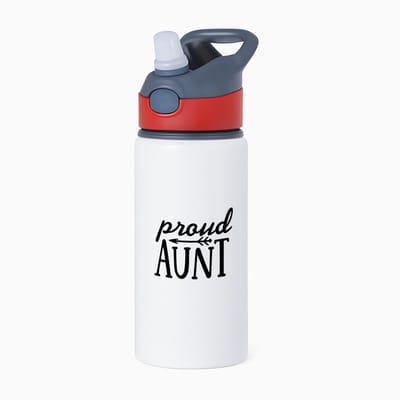 Hacebo® - Proud aunt waterfles met rietje rood - Tante - tante - Verjaardag tante - trots - cadeautje - kado - geschenk - water fles - 650ML