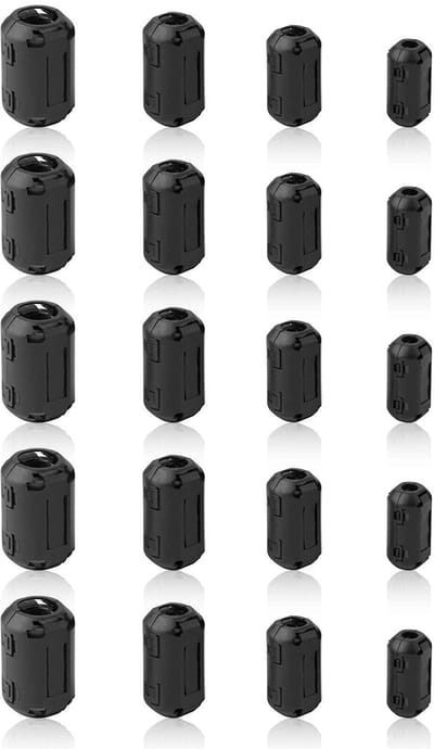 Ferriet Ring Kern - Ruis Onderdrukker - Signaal Verbetering - Dubbele Snap Clip - 20 Stuks - Zwart