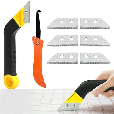 Dailygoods- Voegenkrabber set van 8 - Reservemesjes - Hoekzaag - Scheermesschraper - Reinigen van tegels - Voorzien van extra mesjes - Voegenreiniger