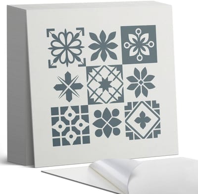 Coloray Plaktegels - Geometrische patronen in de lay-out Zelfklevende Tegels - 20 cm x 20 cm - Grijs Plaktegels - 20 stuks - Vierkant PVC Tegels - Plaktegels Badkamer - Plaktegels Vloer - Vinyl Tegels Zelfklevend - Wandtegel Zelfklevend