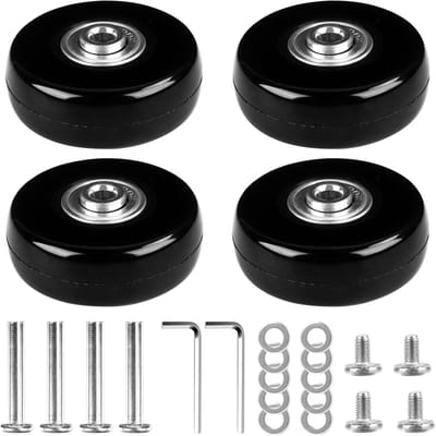 Set van 4 Vervangwielen voor Bagage en Koffers, Rubber Wielen voor Trolleys, Geschikt voor Hardcase Koffers (50mm x 18mm)