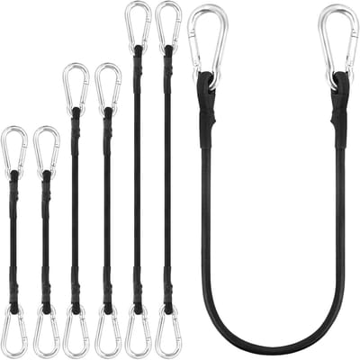 Elastische Verstelbare Straps met Haken, Set van 6, 8 mm x 45 cm, Ideaal voor Fietsen, Motoren en Bagagebevestiging