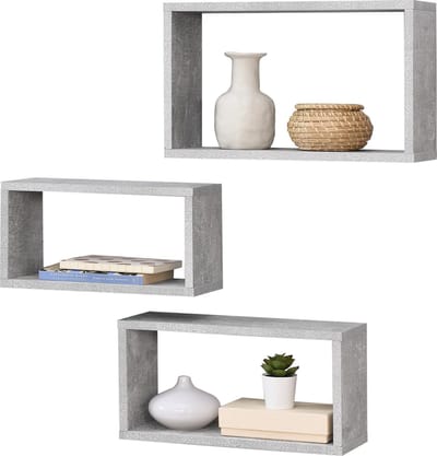 Wandplank Mandal set van 3 betonkleurig