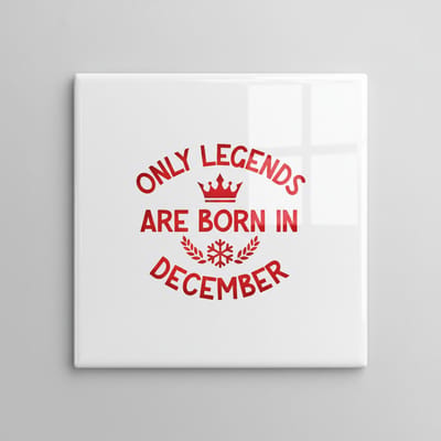 Verjaardag 15×15 cm Keramische Tegel – “Only Legends Are Born in December” Kroon & Sneeuwvlok Ontwerp Cadeau Decoratie