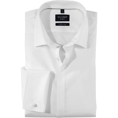 OLYMP No. Six super slim fit overhemd - dubbele manchet - wit - Strijkvriendelijk - Boordmaat: 36