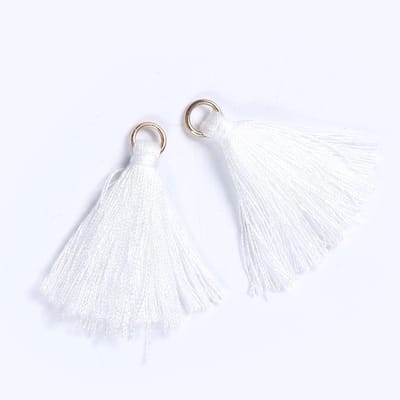 100 stuks mini-kwasthangers, 3 cm, katoen, franjes, kwastjes, armband, sleutelhanger, knutselen, kwastjes voor oorbellen, sieraden, tassen, bladwijzers, doe-het-zelf handwerk, accessoires, wit