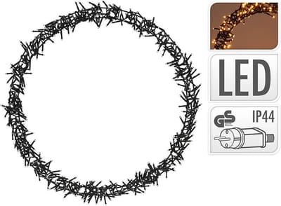 Kerstring met verlichting - 500 LED - Ø58 cm - extra warm wit - 8 Lichtfuncties - voor binnen en buiten