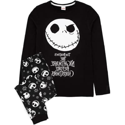 Nightmare Before Christmas jongens Jack Skellington lange pyjamaset 11-12 wit/zwart