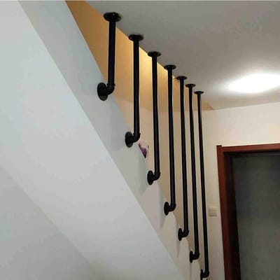 Zwarte Trapleuning - Steunrail Metaal - Veilige Toegang - Smeedijzer Ontwerp - 30 cm Lengte - Zwart