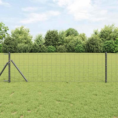 vidaXL - Euro-hek - met - grondbevestiging - 10 - x - 0,8 - m - PVC-Coated - Staal - Grijs