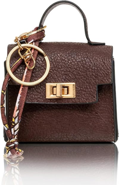 Stijlvolle Mini Handtas Sleutelhanger voor Vrouwen, PU Leer Make-up Tas, Muntportemonnee en Lipstickhouder