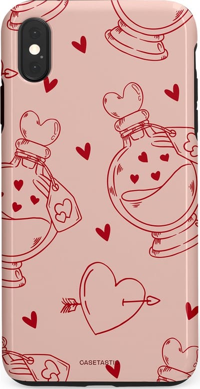 Casetastic Hoesje Geschikt voor Apple iPhone Xs Max - Stijlvolle Beschermende Duo-layer Case - Zoete Liefdesflirt - Roze Rood - Pafrum - Love You - Valentijn