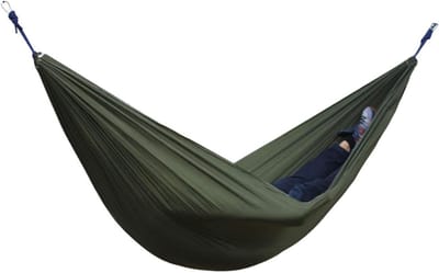 Camping hangmat - Dubbele hangmat Reishangmat - Ontspannen buiten - Lichtgewicht en draagbaar - 260x140 cm - Legergroen