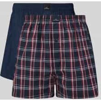 Gotzburg boxershorts geweven (2-pack) - heren boxers katoen wijd model - blauw met donkerrood en wit geruit