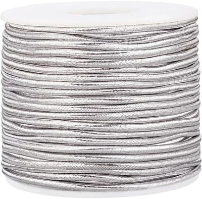 30m Metallic Zilver Draad Elastische Band, Label Touw met Haarstof Wikkeldraad voor Handgemaakte Sieraden en Creatief Knutselen