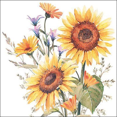 CraftEmotions servetten 5st - Zonnebloemen 33x33cm Ambiente 13317440 (05-23)
