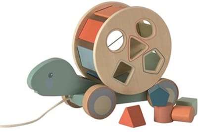 Egmont Toys Houten trekfiguur schildpad met blok 27x10x19 cm