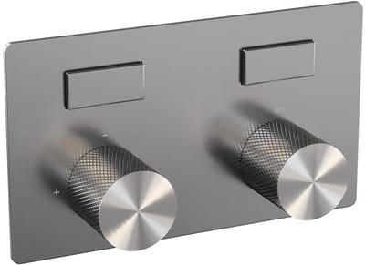 Brauer Brushed Carving - 2 weg - Inbouwthermostaat - Drukknoppen - In/afbouwdelen - RVS Geborsteld PVD