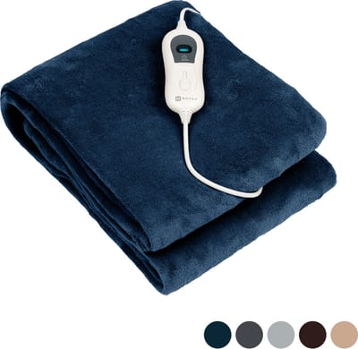 Nuvoo Elektrische Warmtedeken - Fleece - 180x160 cm- XXL - Automatische Uitschakeling - Oververhittingsbescherming - 3 Standen - 120W - 2 Persoons - Bovendeken - Blauw