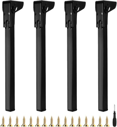 4x Zwarte Metalen Tafelpoten Inklapbaar 60 cm - Stevige Meubelpoten met Vloerbeschermers