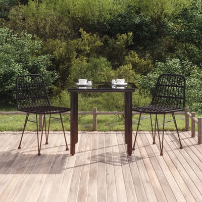 vidaXL - 3-delige - Tuinset - poly - rattan - zwart