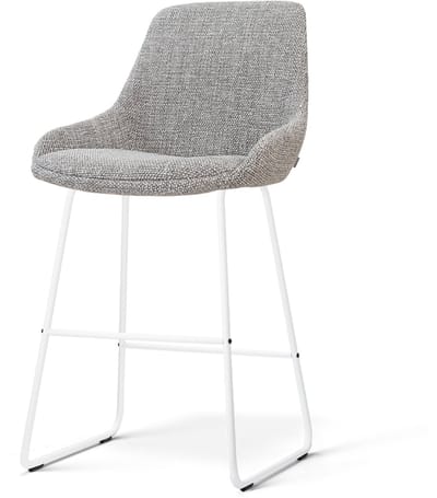 Nolon Nino-Isa Barkruk Grijs Blend - Wit Onderstel - 65 Cm - Barstoel - Stoffen - Modern