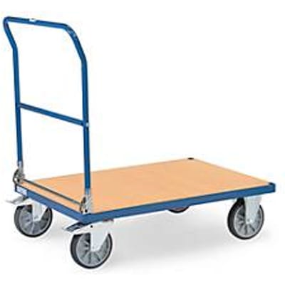 fetra® Vouwwagen, laadvlak van houtmateriaal, elk 2 zwenk- en bokwielen, 1000 x 700 mm