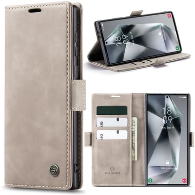 Solidenz Hoesje - Geschikt voor Samsung Galaxy S25 Ultra - Urban Book - Beige