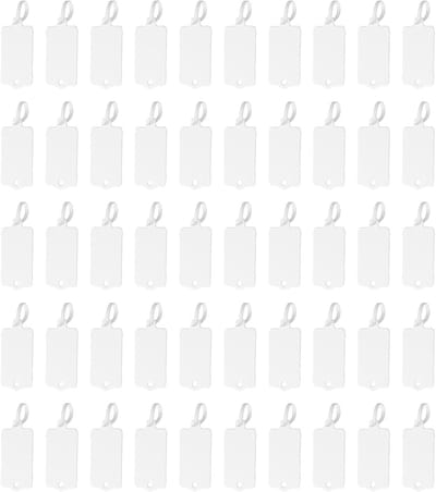 Reusable Plastic Labels - 50 Pcs Waterproof Shipping Labels - Labeling Shipping - Safety Seals - Writable Marker Bands - Hanging Tags - Storage Tag - White