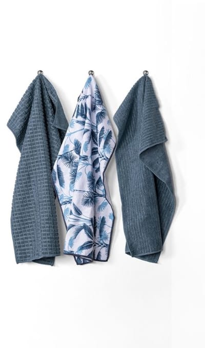 Keukenhanddoek ESSENTIAL, microfiber 40x60cm, SET/3, stone blue