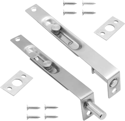 2 verborgen grendels van roestvrij staal, 6 inch lang en 25 cm breed, anti-diefstal deur, brandwerende deurgrendel, deur-raam verborgen grendel