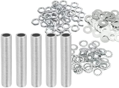 35 Stuks Lampenbuizen Kits 1/8IP Draad 2 Inch Lengte Hexagon Bevestiging Assortiment met Fuse Moeren en Ringen voor Plafondverlichting en Doe-Het-Zelf Projecten