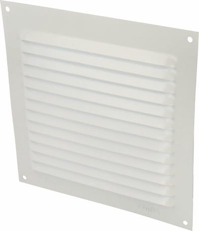 AMIG Ventilatierooster/muurrooster - 150 x 150mm - aluminium - wit - schoepenrooster