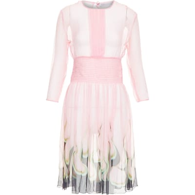 Prada sheer silk chiffon vlam knielange jurk