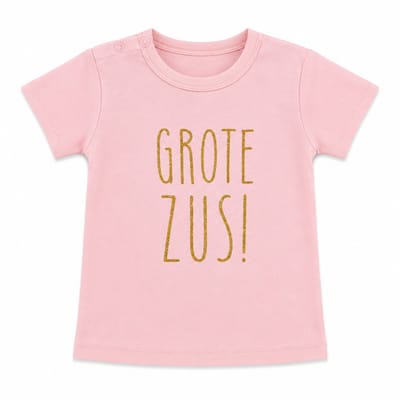 Shirt grote zus | korte mouw | roze | maat 74 zwangerschap aankondiging bekendmaking Baby big sis sister