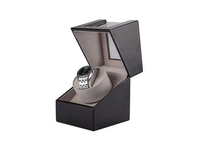 AXBO Luxe Horloge Opwinder – Watch Winder Box – Automatische Horloge – Voor 1 Horloge – Zwart Leer