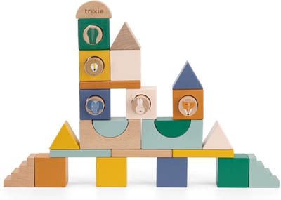 Trixie Houten Blokken - Speelgoed Stappelblokken - 31 Bouwblokken voor kinderen - Vanaf 2 jaar - Voor Jongens en Meisjes – FSC® Hout