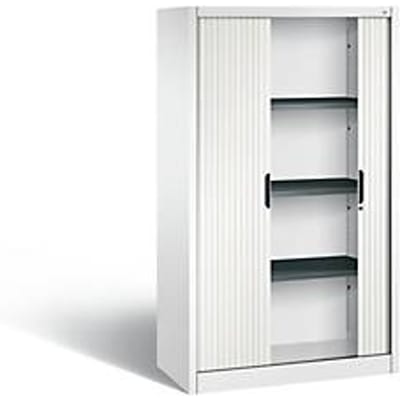 C + P Omnispace rolluikkast, 4 OH, afsluitbaar, B 1000 x D 420 x H 1660 mm, staal/kunststof, verkeerswit