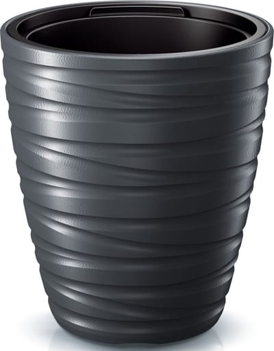 Prosperplast Plantenpot/bloempot Amazing - buiten/binnen - kunststof - antraciet - D30 x H33 cm - met binnenpot