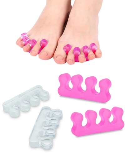 Daity Nagelscheiders voor dames - herbruikbare nagelseparators - nagelseparators voor nagellak - zachte gel pedicure-instrumenten. Roze-transparant (4 stuks)
