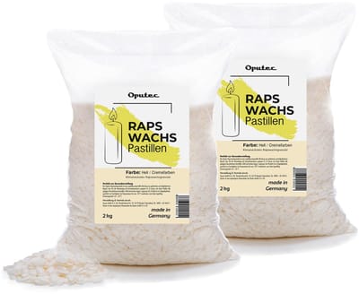 Oputec 4kg rapswas pastilles | kaarsenwas crème | gietwas natuurlijk | zelf kaarsen maken | smeltpunt 62–65°C | made in Germany