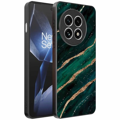 Geschikt voor OnePlus 13R Telefoonhoesje met marmer opdruk - TPU backcover case marble design - Groen Goud - Smartphonica geschikt voor OnePlus 13R