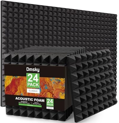 24 Stuks Akoestische Geluidsdempende Schuimpanelen - Brandveilige Pyramidale Wandpanelen voor Geluidsisolatie