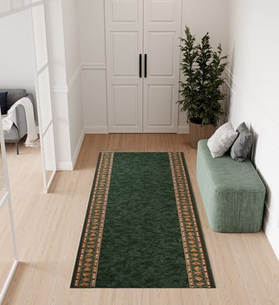 Tapiso Tapijtloper Antislip – Klassiek Perzisch Oosters Donkergroen – Gangloper Keukenloper Rubber Onderkant Maat- 80x250