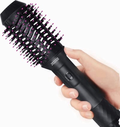 3-in-1 Föhnborstel Rond Keramische Magic Brush Lang/Kort/Stijl/Krullen 1200W Zwart/Roze van Zedar
