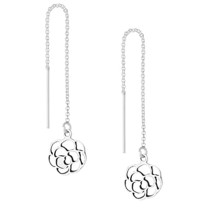 EAR IT UP - Doortrekoorbellen - Roos - Bloem - Threader - 925 sterling zilver - 81 x 10 mm - 1 paar