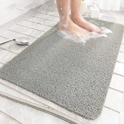 Antislip Loofah Douchemat - Zachte Comfort PVC Badmat met Afvoer voor Sneldrogende Badkamer (40x80cm)