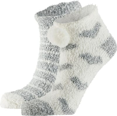Apollo bedsokken / huissokken - dames - 2-pack - grijs/wit - one size - Slaapsokken - Slofsokken