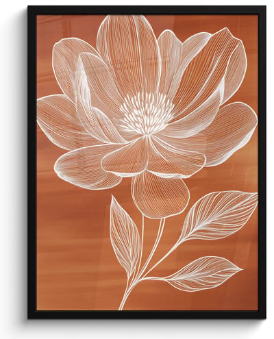 Poster in lijst - Fotolijst 50x70 cm - Posters - Bloem - Minimalistisch - Wit - Posterlijst zwart - Decoratie - Wanddecoratie woonkamer - Muurdecoratie slaapkamer